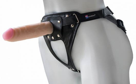 Черный пояс-трусики с насадкой  Soft-Принц  - 17 см. - LOVETOY (А-Полимер) - купить с доставкой в Рязани