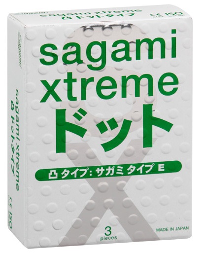 Презервативы Sagami Xtreme SUPER DOTS с точками - 3 шт. - Sagami - купить с доставкой в Рязани