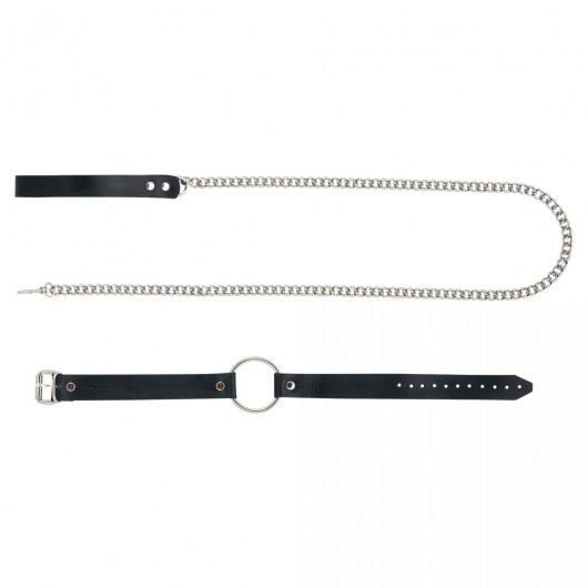 Черный поводок и чокер с кольцом Rada - Rebelts - купить с доставкой в Рязани