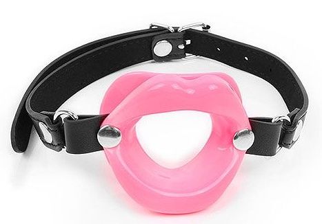 Розовый кляп-губки на черном ремешке - Notabu - купить с доставкой в Рязани