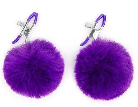 Зажимы для сосков с фиолетовым пушком - Notabu - купить с доставкой в Рязани