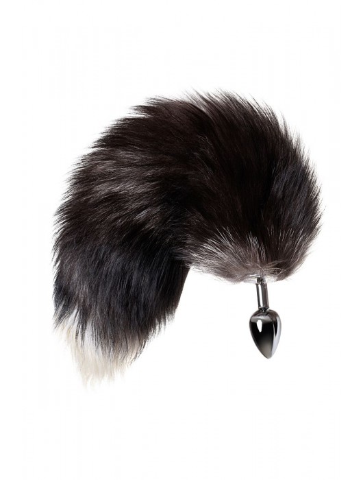 Серебристая металлическая анальная втулка с хвостом чернобурой лисы - размер S - ToyFa - купить с доставкой в Рязани