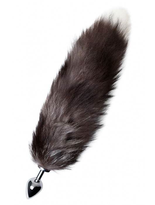 Серебристая металлическая анальная втулка с хвостом чернобурой лисы - размер S - ToyFa - купить с доставкой в Рязани