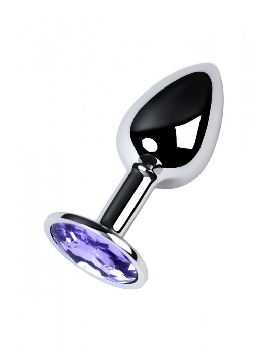 Серебристая конусовидная анальная пробка с фиолетовым кристаллом - 7 см. - ToyFa - купить с доставкой в Рязани