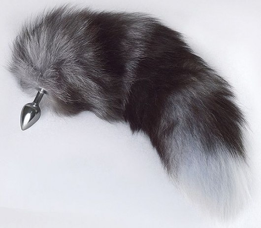 Серебристая анальная пробка с пушистым хвостом - Sitabella - купить с доставкой в Рязани