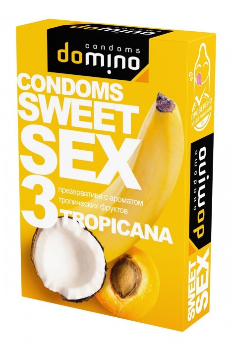 Презервативы для орального секса DOMINO Sweet Sex с ароматом тропических фруктов - 3 шт. - Domino - купить с доставкой в Рязани