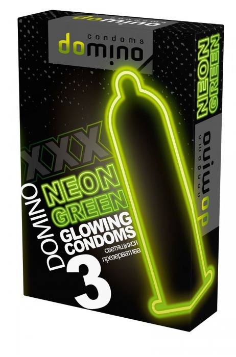 Презервативы DOMINO Neon Green со светящимся в темноте кончиком - 3 шт. - Domino - купить с доставкой в Рязани