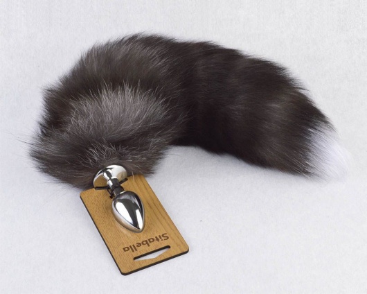 Серебристая анальная пробка с пушистым хвостиком - Sitabella - купить с доставкой в Рязани