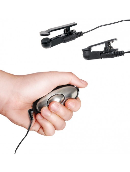 Черные электрические зажимы для сосков Shock Therapy Nipple Clamps - Pipedream - купить с доставкой в Рязани