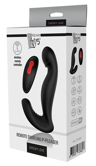 Черный вибромассажер простаты SWIRLING P-PLEASER - Dream Toys - в Рязани купить с доставкой