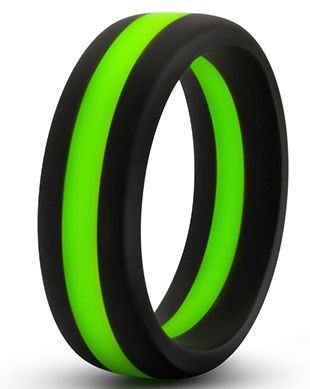 Черно-зеленое эрекционное кольцо Silicone Go Pro Cock Ring - Blush Novelties - в Рязани купить с доставкой