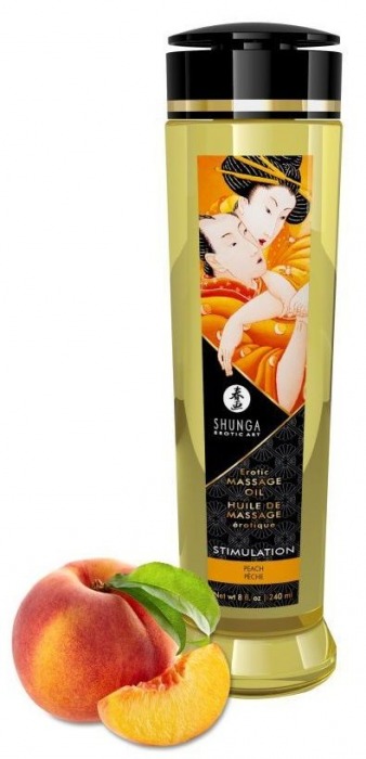 Массажное масло для тела с ароматом персика Stimulation - 240 мл. - Shunga - купить с доставкой в Рязани