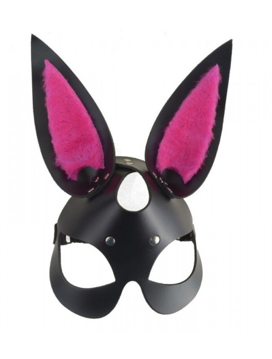 Черная маска  Зайка  с розовыми меховыми вставками - Sitabella - купить с доставкой в Рязани