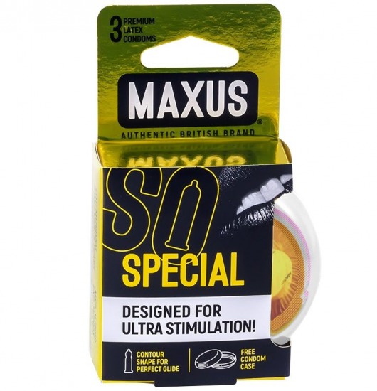 Презервативы с точками и рёбрами в пластиковом кейсе MAXUS Special - 3 шт. - Maxus - купить с доставкой в Рязани