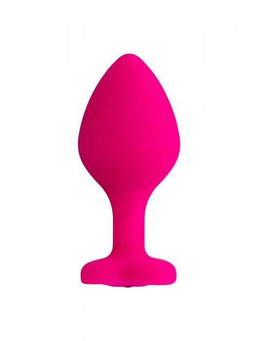 Розовая анальная втулка Diamond Heart с прозрачным кристаллом - 8 см. - ToyFa - купить с доставкой в Рязани