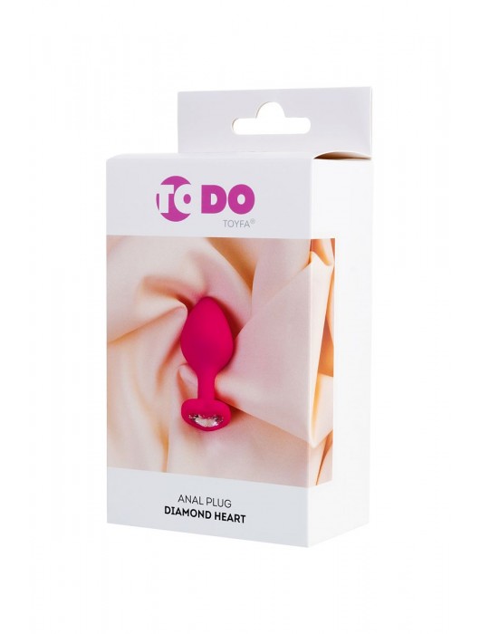 Розовая анальная втулка Diamond Heart с прозрачным кристаллом - 8 см. - ToyFa - купить с доставкой в Рязани