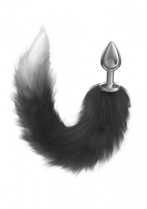 Серебристая анальная пробка с черным хвостом Starlit - Lola Games - купить с доставкой в Рязани