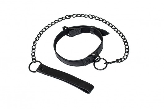 Черный ошейник Sin с поводком - Lola Games - купить с доставкой в Рязани