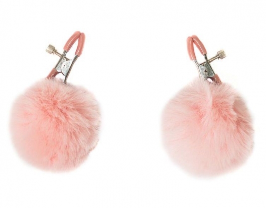 Зажимы на соски Angelic с розовыми меховыми шариками - Lola Games - купить с доставкой в Рязани