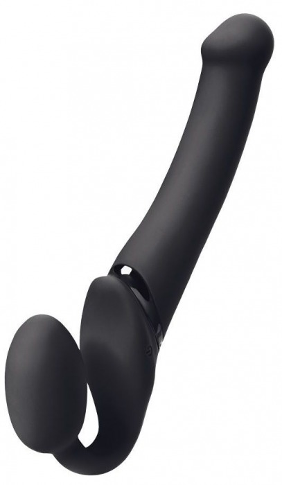 Черный безремневой вибрострапон Silicone Bendable Strap-On M - Strap-on-me - купить с доставкой в Рязани