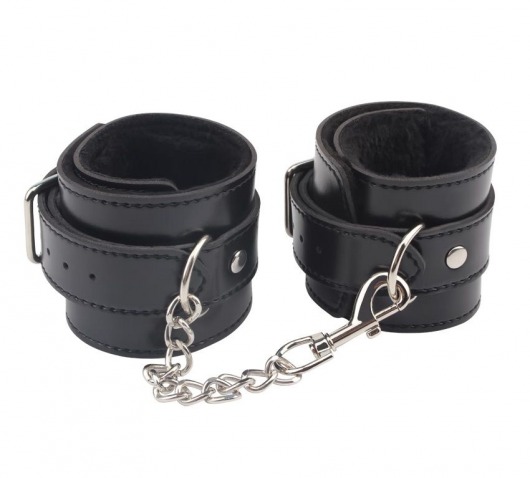 Черные оковы на ноги Obey Me Leather Ankle Cuffs - Chisa - купить с доставкой в Рязани