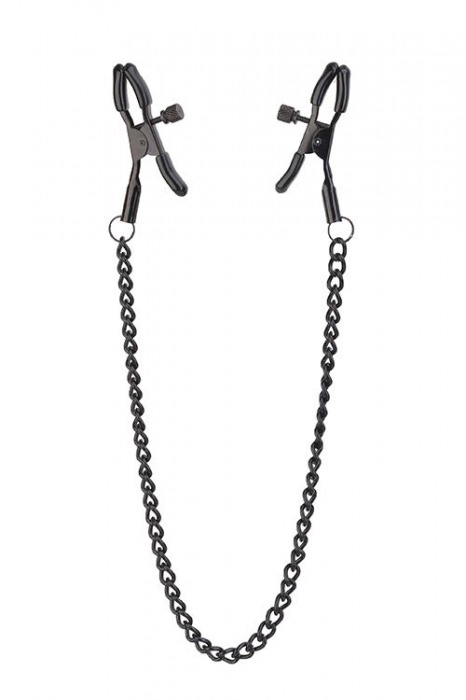 Черные зажимы на соски на цепочке BLAZE DELUXE NIPPLE CLAMPS - Dream Toys - купить с доставкой в Рязани