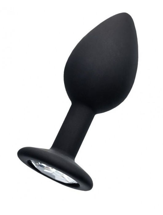 Черная анальная втулка с прозрачным стразом - 7,2 см. - POPO Pleasure - купить с доставкой в Рязани