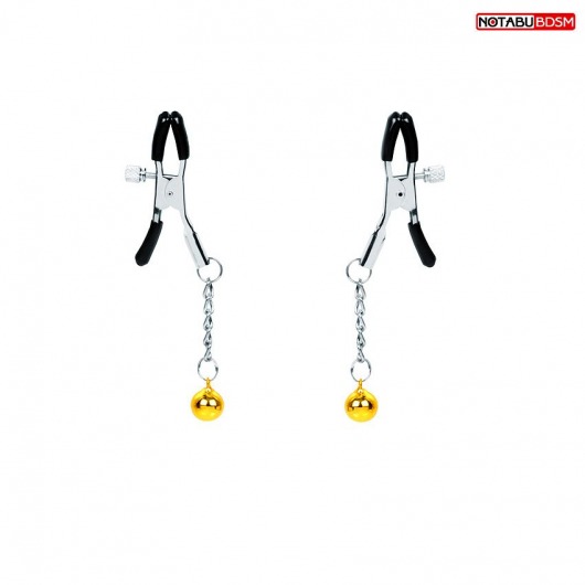 Оригинальные зажимы на соски с желтыми шариками - Notabu - купить с доставкой в Рязани