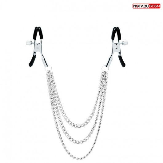 Оригинальные зажимы на соски с тройной цепочкой - Notabu - купить с доставкой в Рязани
