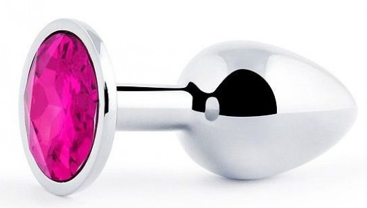 Серебристая анальная пробка с малиновым кристаллом - 7,2 см. - Anal Jewelry Plug - купить с доставкой в Рязани