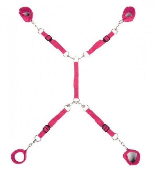 Ярко-розовый набор фиксаций на кровати Classic Bed Spreader - Lux Fetish - купить с доставкой в Рязани