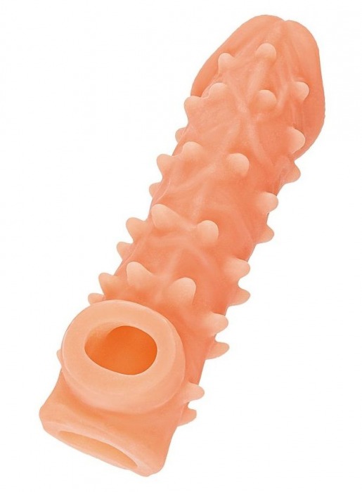 Телесная закрытая насадка с пупырышками Cock Sleeve Size L - 17,6 см. - KOKOS - в Рязани купить с доставкой