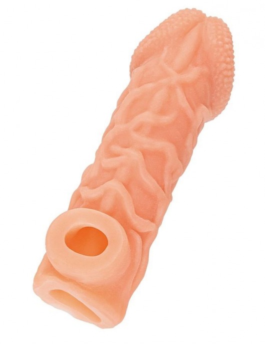 Телесная закрытая насадка с венками Cock Sleeve Size S - 13,8 см. - KOKOS - в Рязани купить с доставкой