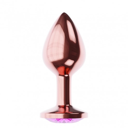 Пробка цвета розового золота с лиловым кристаллом Diamond Quartz Shine L - 8,3 см. - Lola Games - купить с доставкой в Рязани