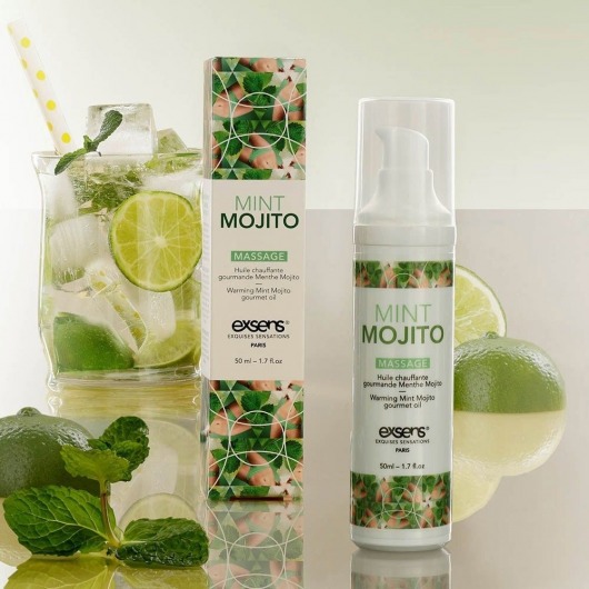Разогревающее массажное масло с ароматом мохито Gourmet Mint Mojito - 50 мл. - Exsens - купить с доставкой в Рязани