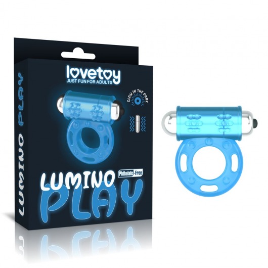 Голубое, светящееся в темноте эрекционное виброкольцо Lumino Play Vibrating Penis Ring - Lovetoy - в Рязани купить с доставкой