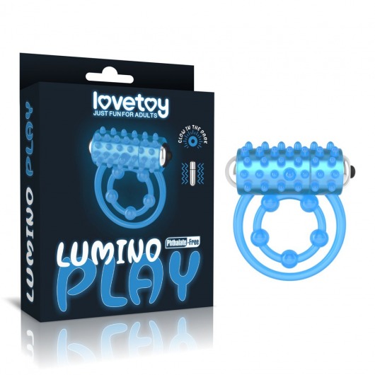Голубое, светящееся в темноте виброкольцо Lumino Play Vibrating Penis Ring - Lovetoy - в Рязани купить с доставкой