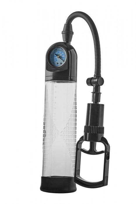 Прозрачная вакуумная помпа с манометром Deluxe Penis Pump - Dream Toys - в Рязани купить с доставкой