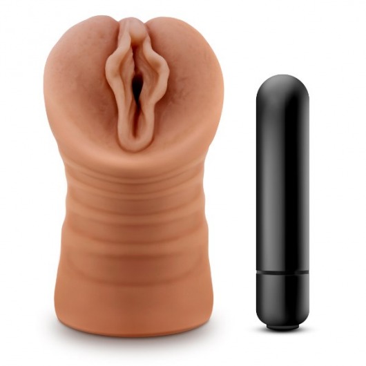 Мастурбатор-вагина цвета карамели Sofia с вибрацией - Blush Novelties - в Рязани купить с доставкой