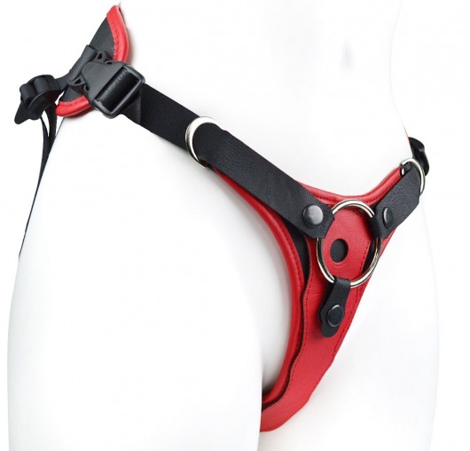 Красно-черный женский пояс с 2 способами крепления насадок - LOVETOY (А-Полимер) - купить с доставкой в Рязани