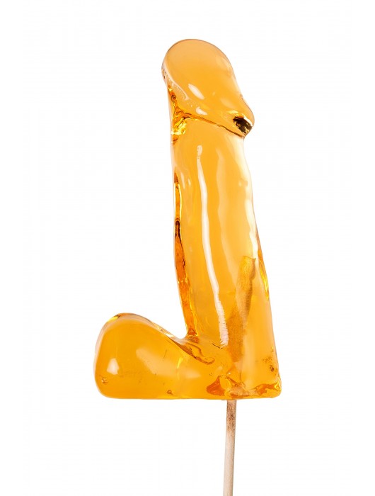 Оранжевый леденец в форме пениса со вкусом аморетто - Sosuчki - купить с доставкой в Рязани