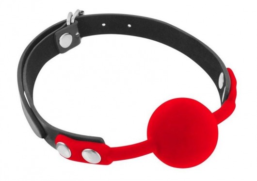 Красный кляп-шарик на черных ремешках - Fetish Tentation - купить с доставкой в Рязани