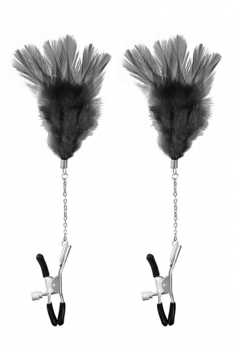 Зажимы для сосков с черными перьями Sweet Caress Feather Nipple Clumps - Sweet Caress - купить с доставкой в Рязани
