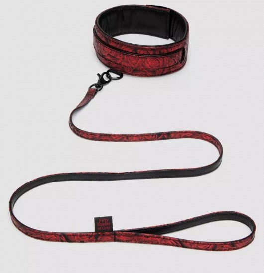 Стильный ошейник с поводком Reversible Faux Leather Collar and Lead - Fifty Shades of Grey - купить с доставкой в Рязани