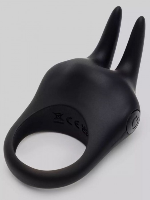 Черное эрекционное виброкольцо Sensation Rechargeable Vibrating Rabbit Love Ring - Fifty Shades of Grey - в Рязани купить с доставкой