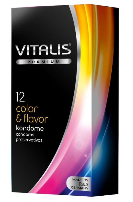 Цветные ароматизированные презервативы VITALIS PREMIUM color   flavor - 12 шт. - Vitalis - купить с доставкой в Рязани