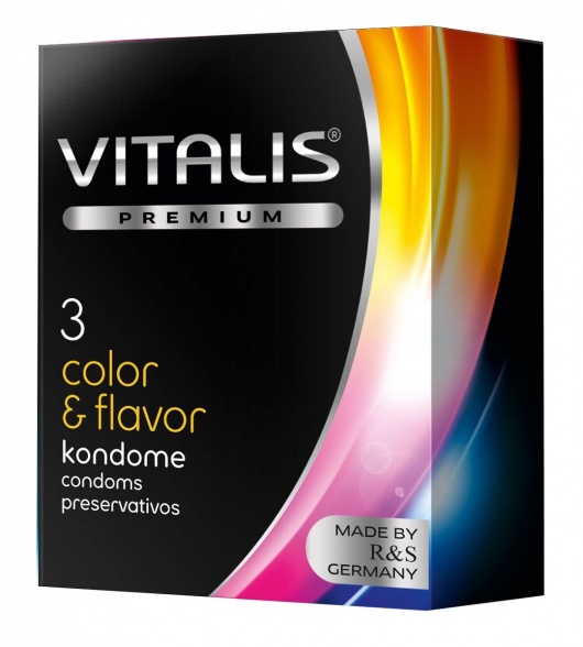Цветные ароматизированные презервативы VITALIS PREMIUM color   flavor - 3 шт. - Vitalis - купить с доставкой в Рязани