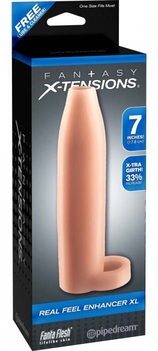 Телесная насадка Real Feel Enhancer XL - 17 см. - Pipedream - в Рязани купить с доставкой