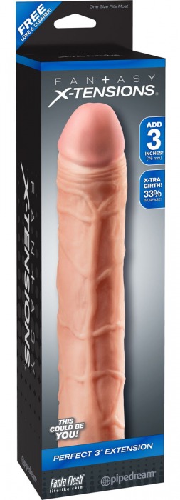 Телесная удлиняющая насадка Perfect 3 Extension - 22 см. - Pipedream - в Рязани купить с доставкой