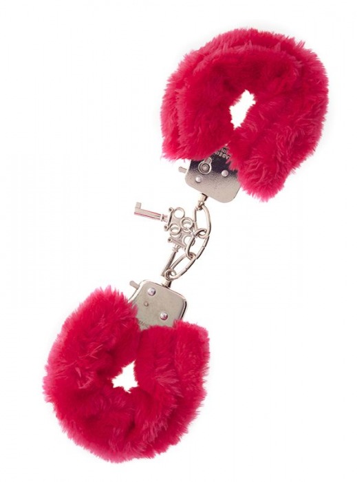 Металлические наручники с красной меховой опушкой METAL HANDCUFF WITH PLUSH RED - Dream Toys - купить с доставкой в Рязани